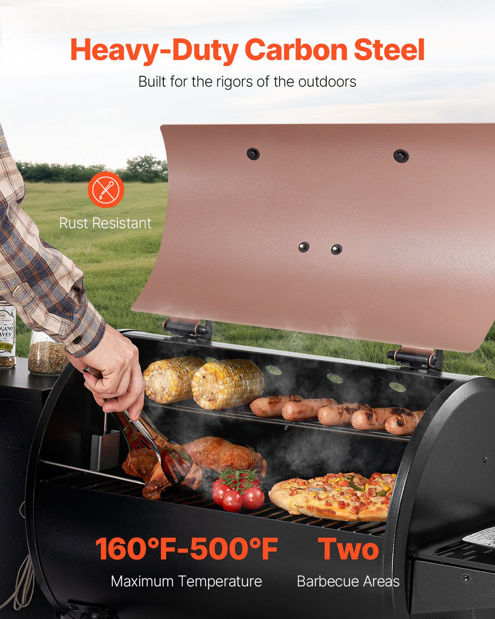 Vevor Wood Pellet Grill Smoker 500°F Max Temp 456 Sq.in Cooking Area New