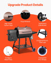 Vevor Wood Pellet Grill Smoker 500°F Max Temp 456 Sq.in Cooking Area New
