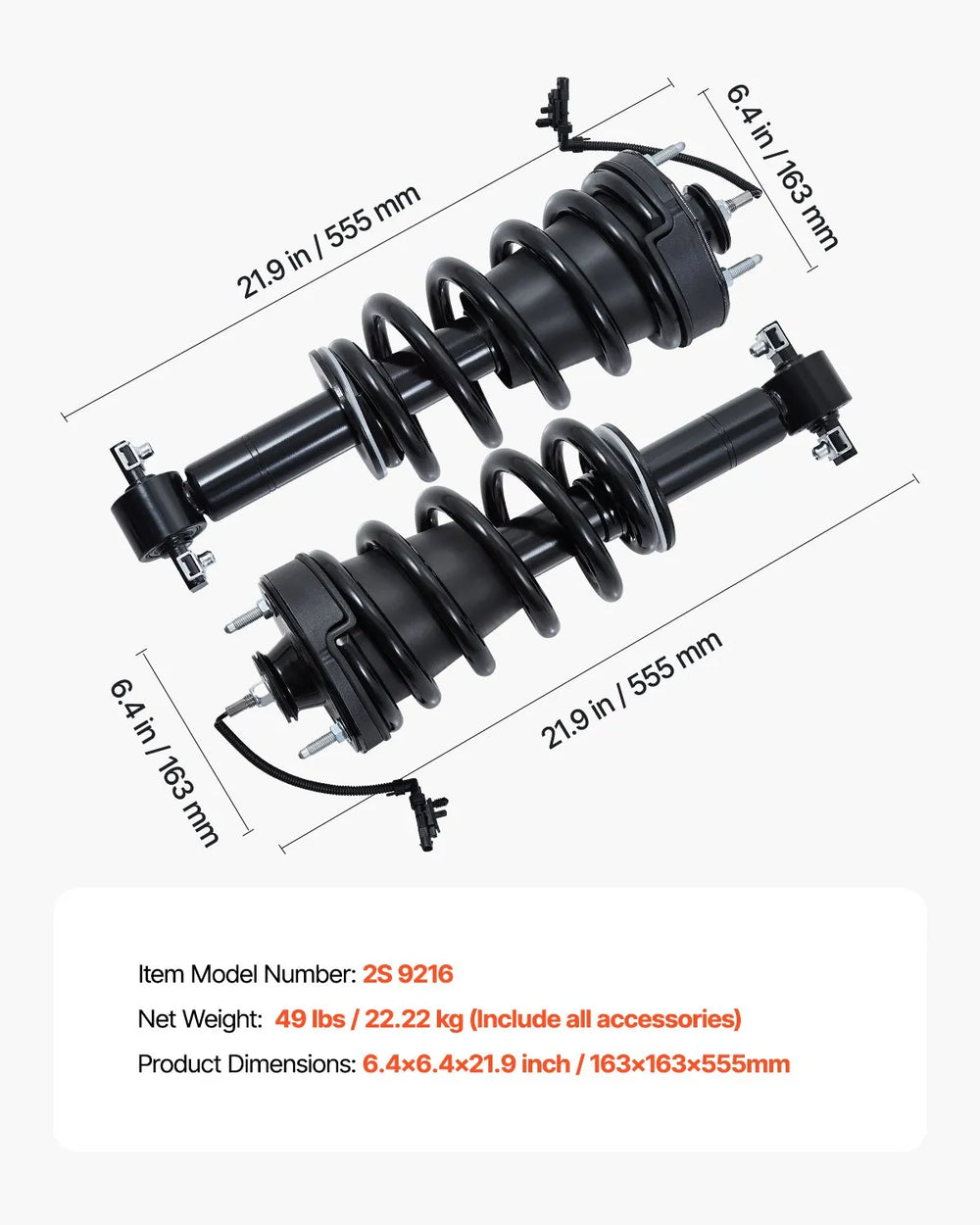 Vevor Front Air Shock Absorber Strut 2pcs Compatible with Cadillac Chevrolet GMC New