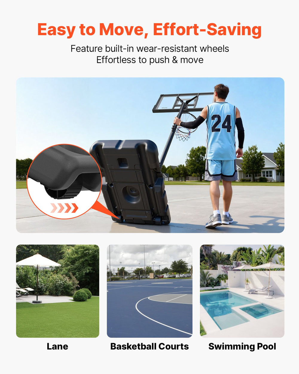 Vevor Basketball Hoop Portable 10' Height Adjustable with 48" Backboard New