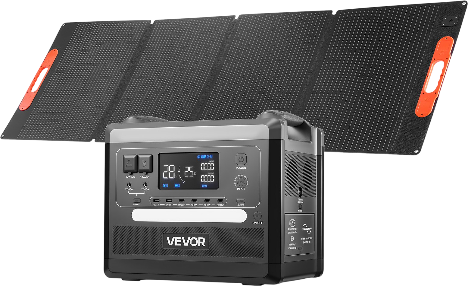 Vevor Portable Power Station 2400W 2160Wh Expandable with Foldable Solar Panel New