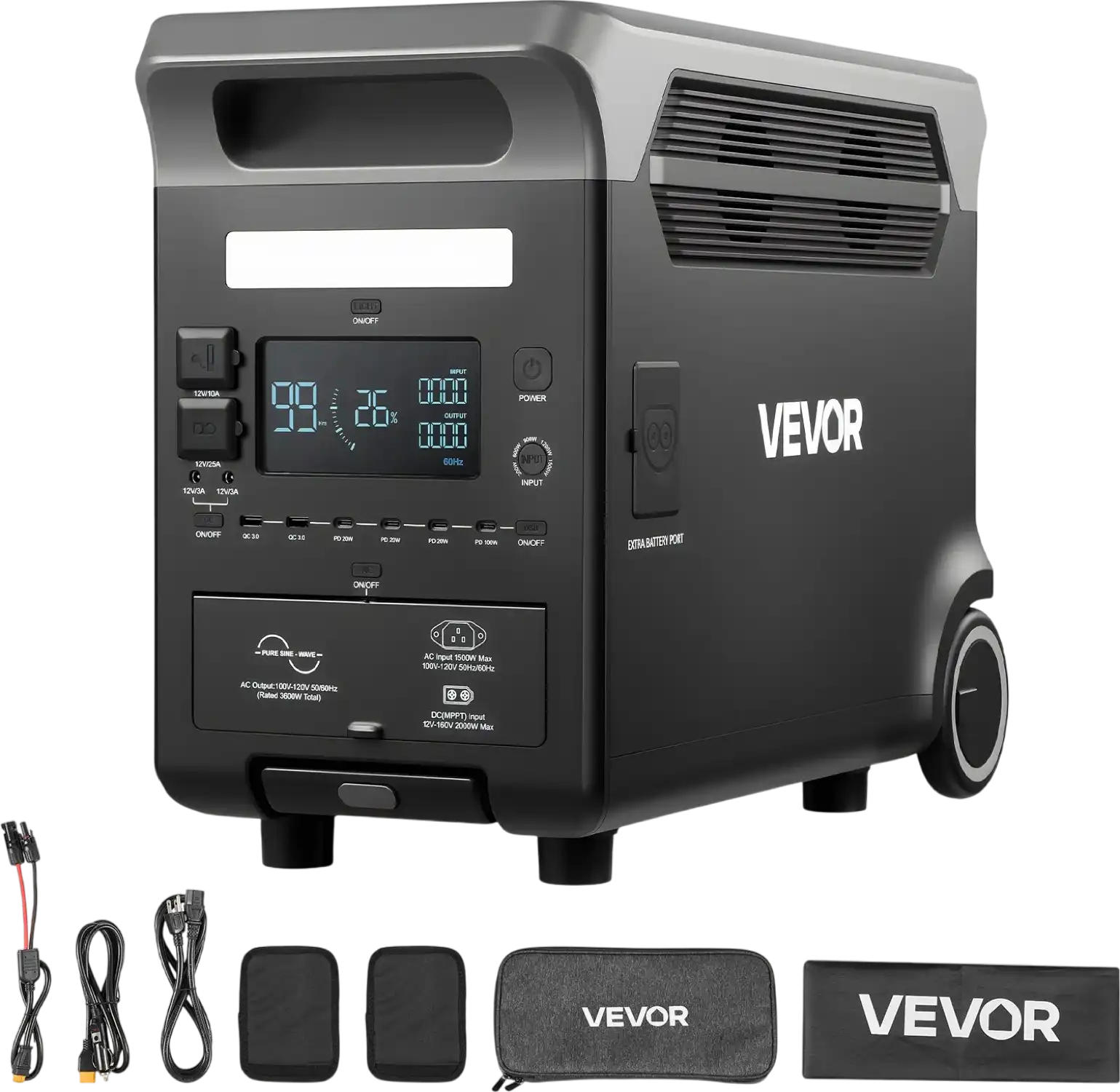 Vevor Portable Power Station 3600W 3840Wh with 10 Output Ports Expandable New