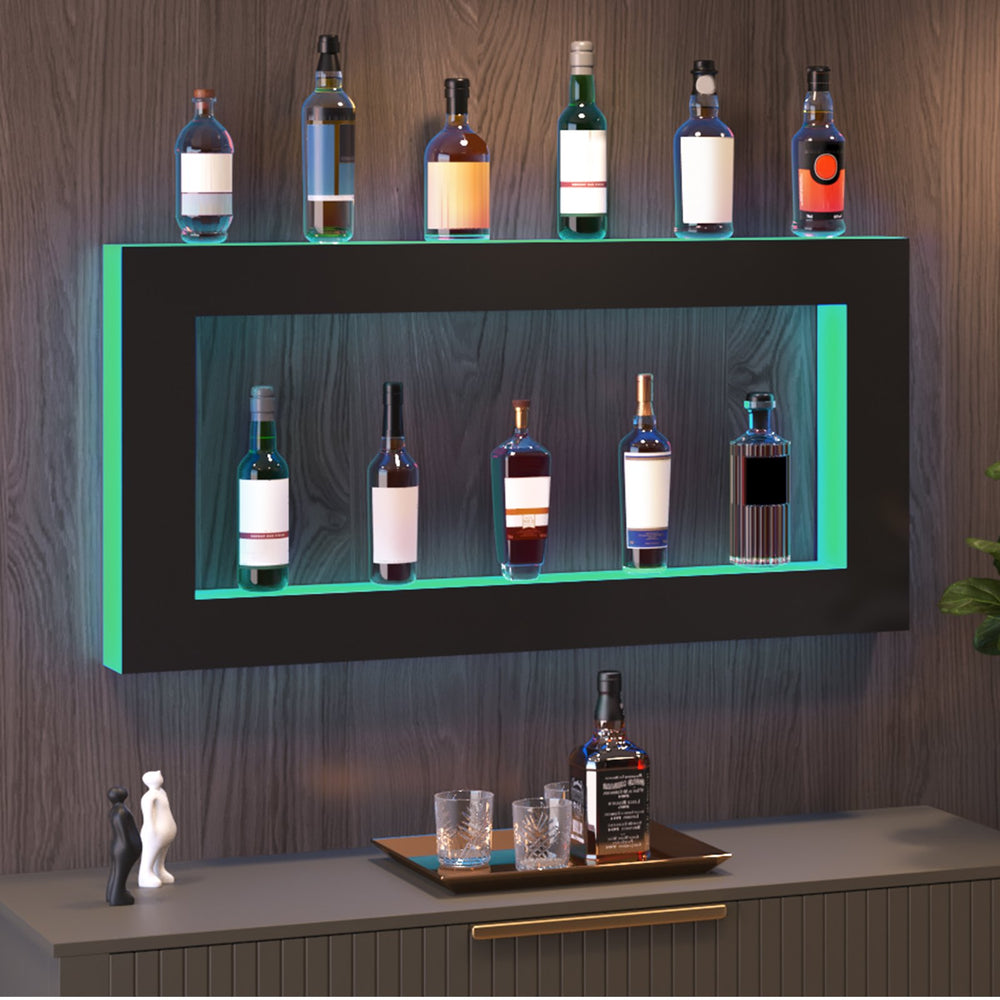 Vevor LED Lighted Liquor Bottle Display Bar Shelf with App Control 48" New