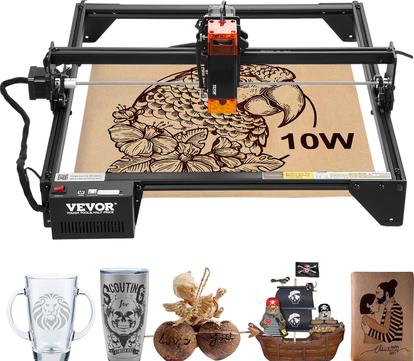 Vevor Laser Engraving Machine 10W 6.5 IPS High Speed with Spot Compression New