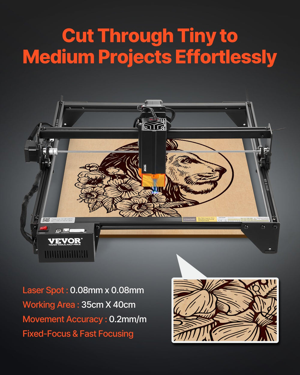 Vevor Laser Engraving Machine 20W 6.5 IPS High Speed with Spot Compression New