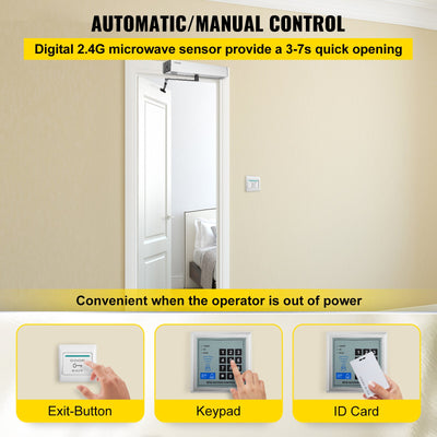 Vevor Automatic Door Opener with Wireless Remotes and Keypad for Max 2