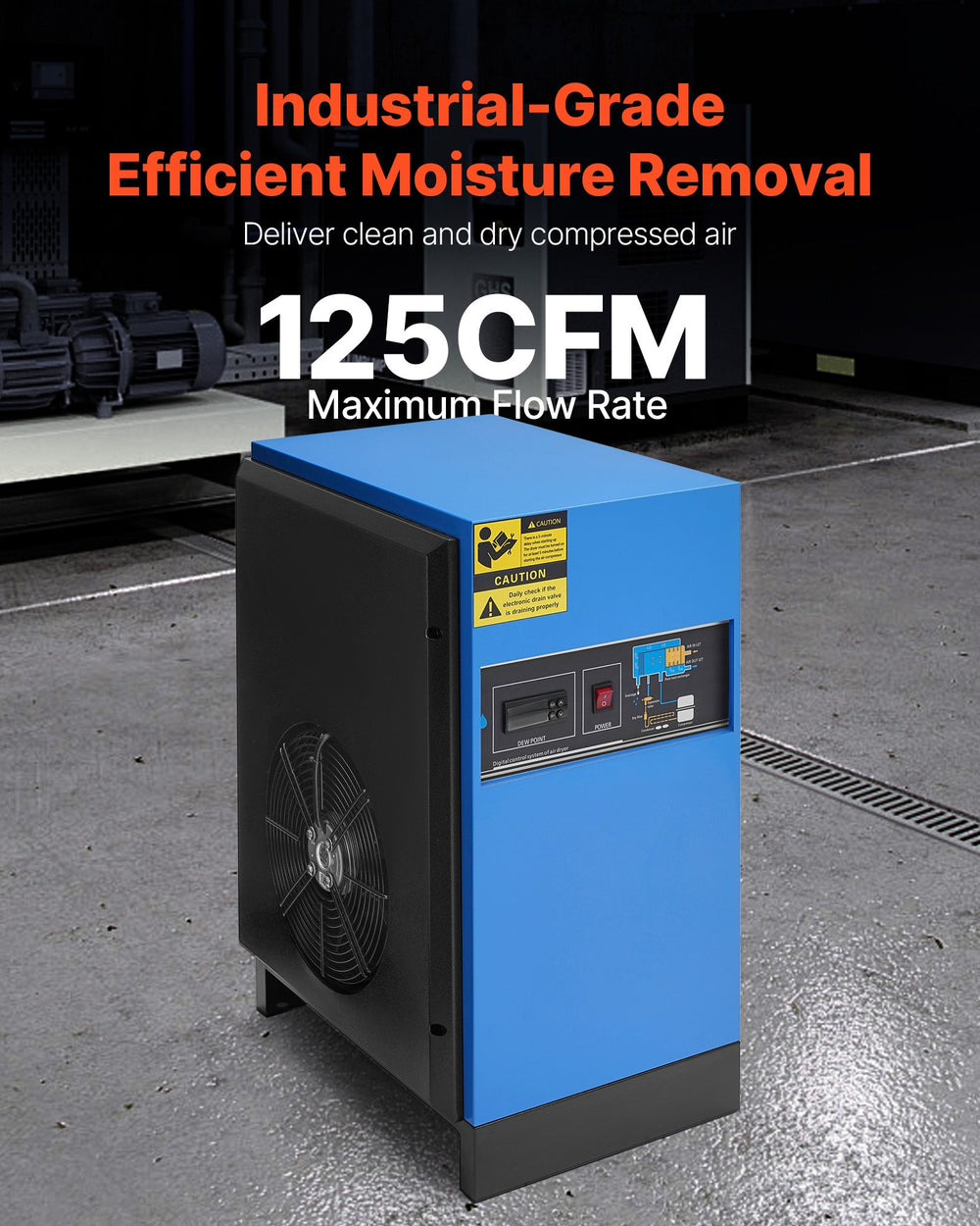 Vevor Compressed Air Dryer Refrigerated 125 CFM Automatic Drainage 110/120V New