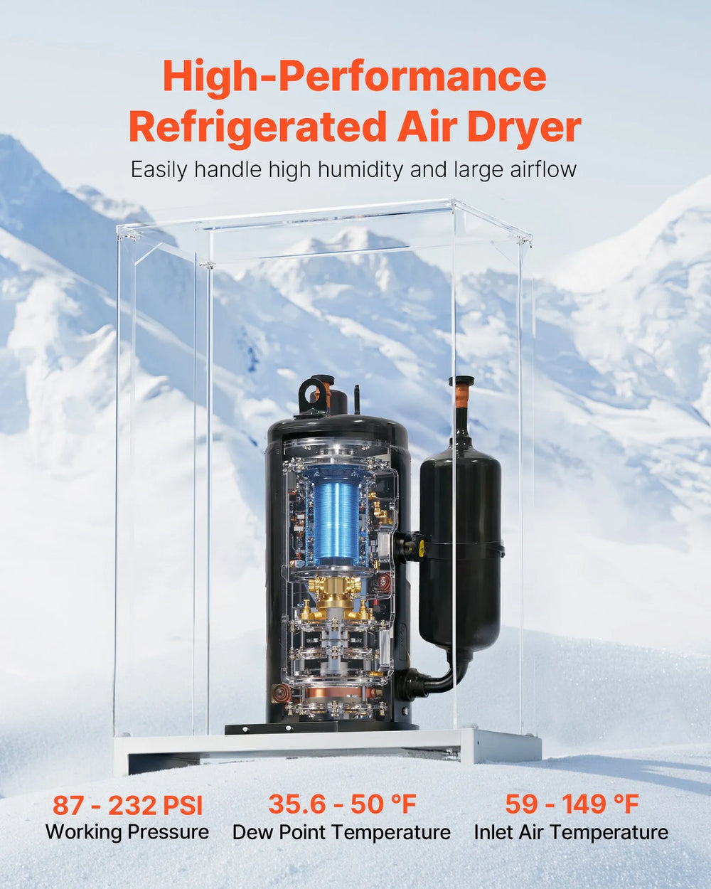 Vevor Compressed Air Dryer Refrigerated 125 CFM Automatic Drainage 110/120V New
