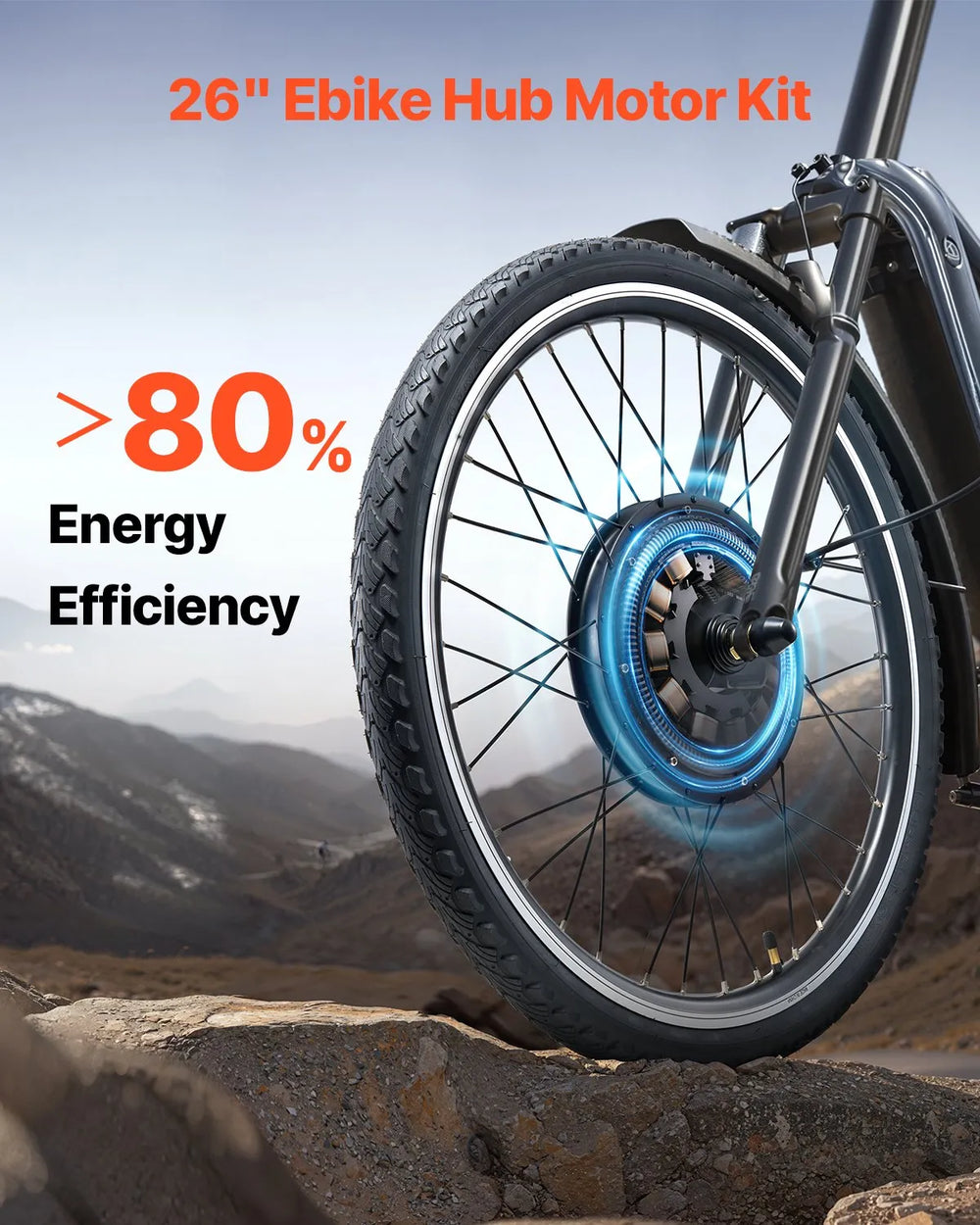 Vevor Electric Bike Conversion Kit 26" Front Wheel Hub Motor 48V 1000W 420 RPM New