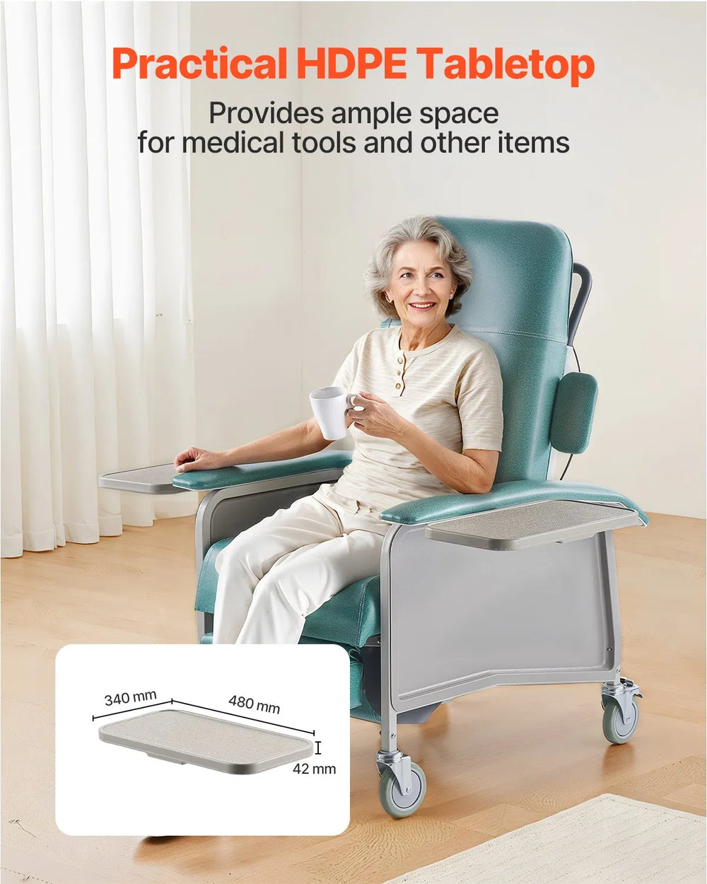 Vevor Medical Recliner Chair 4-Position Trendelenburg with 2 Trays New