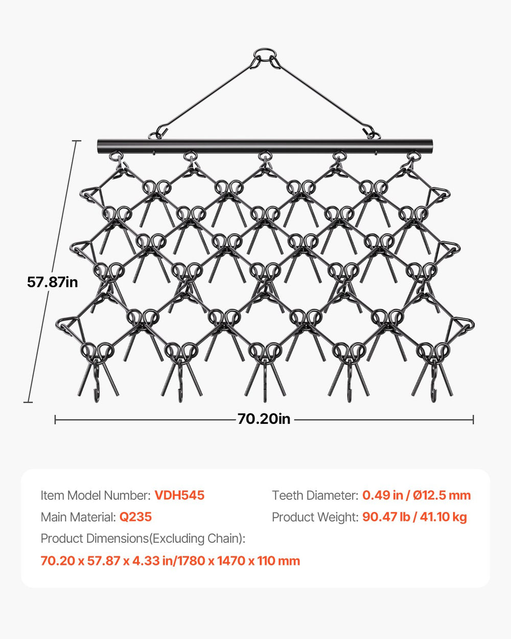 Vevor Drag Harrow 5.8 x 4.8 ft Chain ATV Lawn Rake for Landscape Leveling New