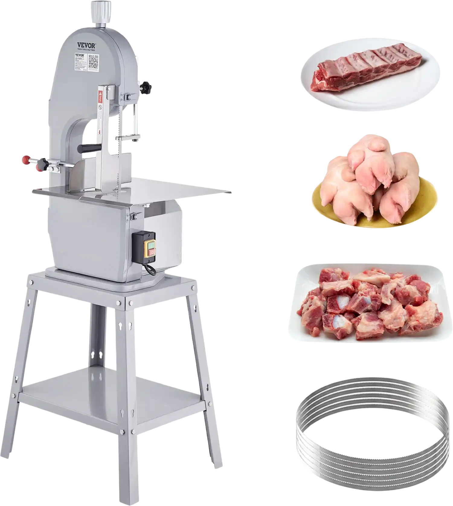 Vevor Commercial Electric Meat Bandsaw 1500W Stainless Steel 0.16-7.9