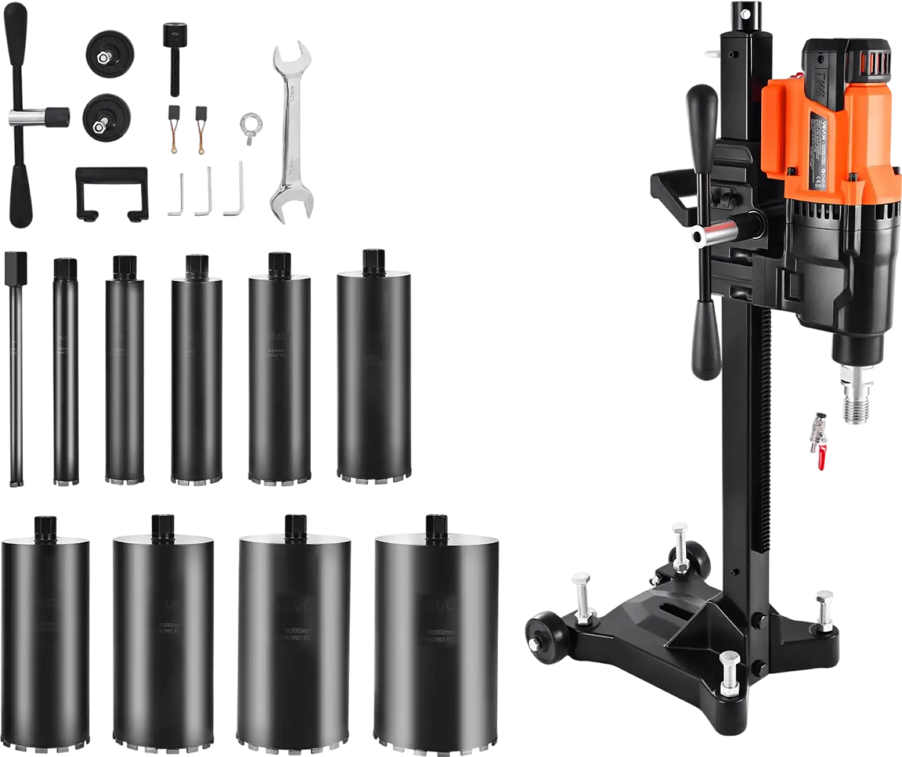 Vevor Diamond Core Drill Rig with 10 Bits Dual Speed Wet & Dry Drilling 2500W New