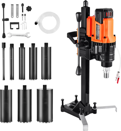 Vevor Diamond Core Drill with Stand-Mount 8 Bits 800 RPM Wet & Dry Drilling 3000W New