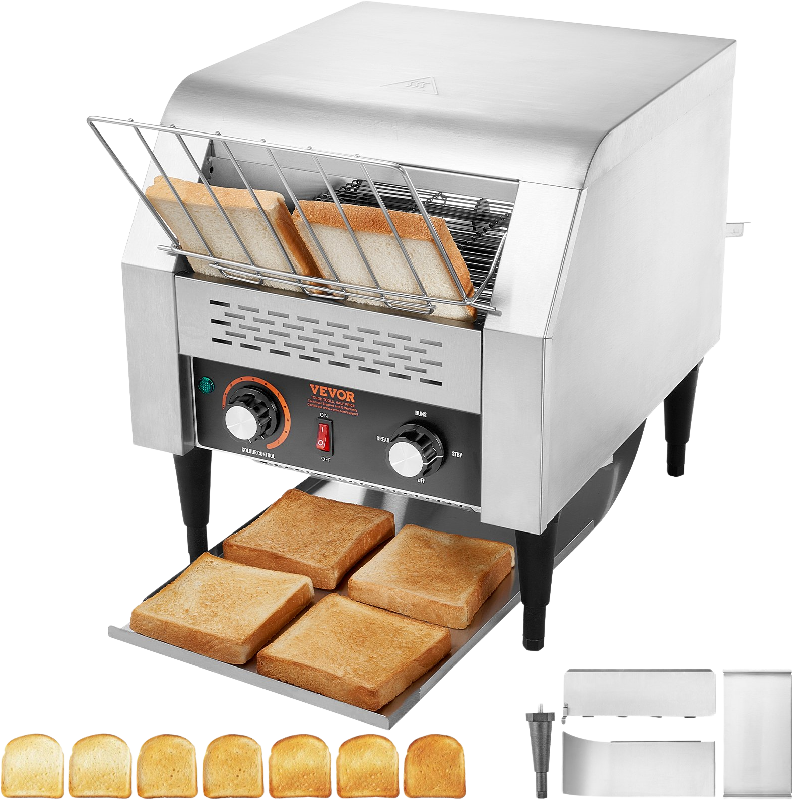 Toaster Factory Vevor Commercial Conveyor Toaster 300 Slices per Hour Stainless Steel ...