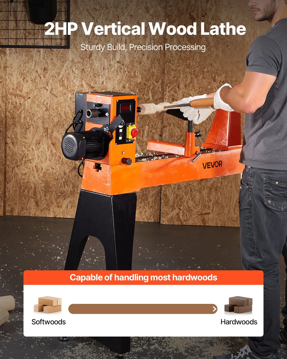 Vevor Woodworking Lathe 2 HP Variable Speed 18 x 40 in Workbench New