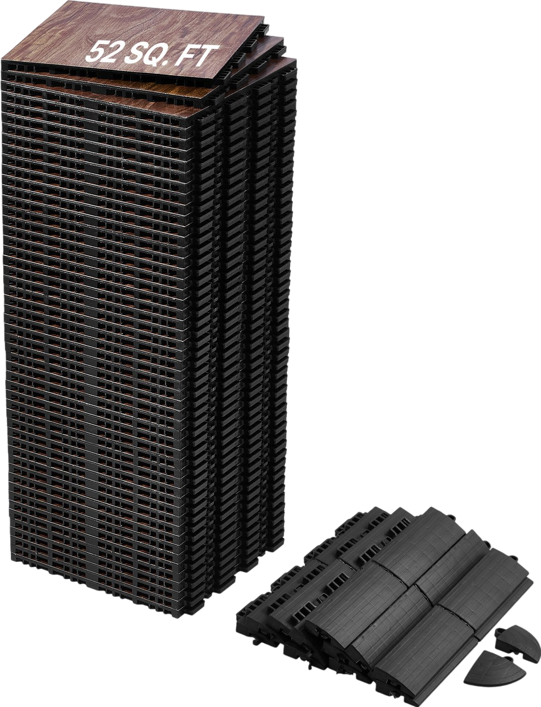 Vevor Gym Flooring Set 52-Pieces Interlocking Tiles Wood Grain New