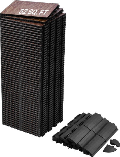 Vevor Gym Flooring Set 52-Pieces Interlocking Tiles Wood Grain New