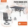 Vevor Patio Dining Set Outdoor Table with Umbrella Hole and Swivel Chairs 7 Piece New