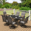 Vevor Patio Dining Set Outdoor Table with Umbrella Hole and Swivel Chairs 7 Piece New