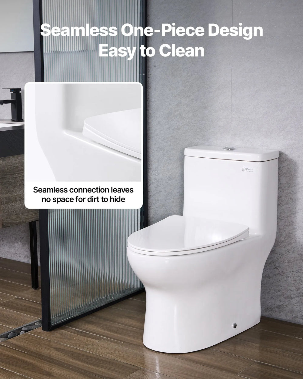 Vevor One-Piece Toilet Elongated Dual-Flush 1.0/1.28 GPF 16 in. Seat Height 12 in. Rough-in New