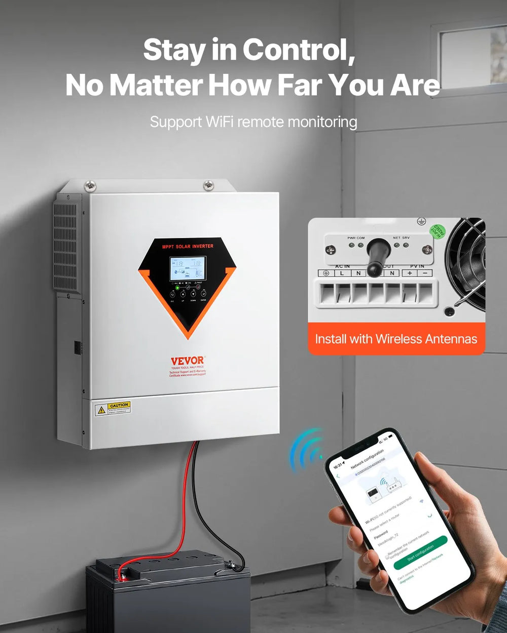 Vevor Hybrid Solar Inverter Charger 3000W 110/120V with Built-in 100A MPPT Controller New