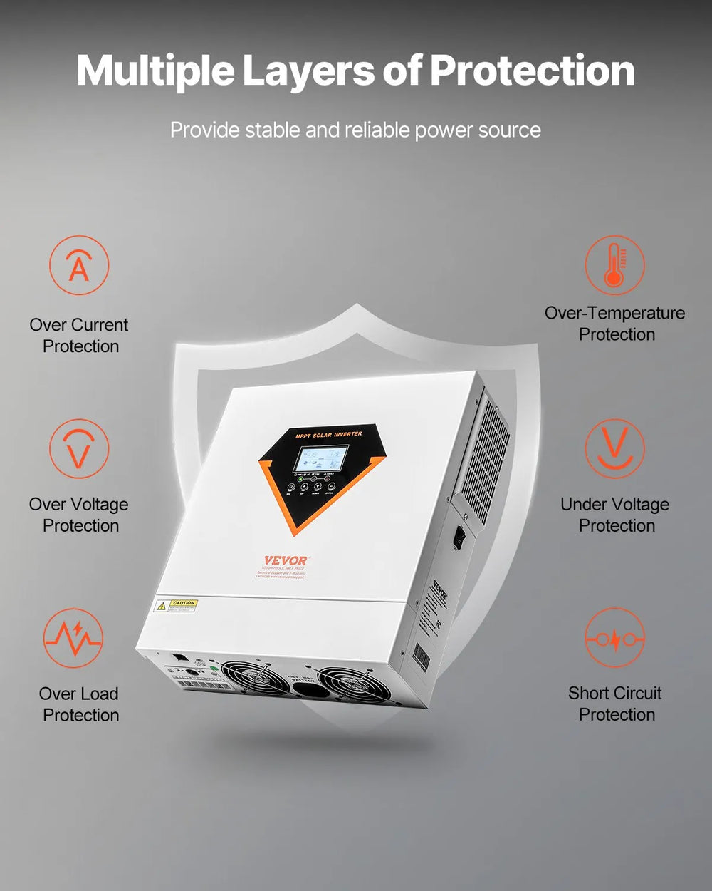 Vevor Hybrid Solar Inverter Charger 3000W 110/120V with Built-in 100A MPPT Controller New