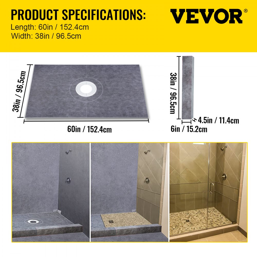 Vevor Shower Curb Install Kit Center Drain 38" x 60" with Installation Tools New