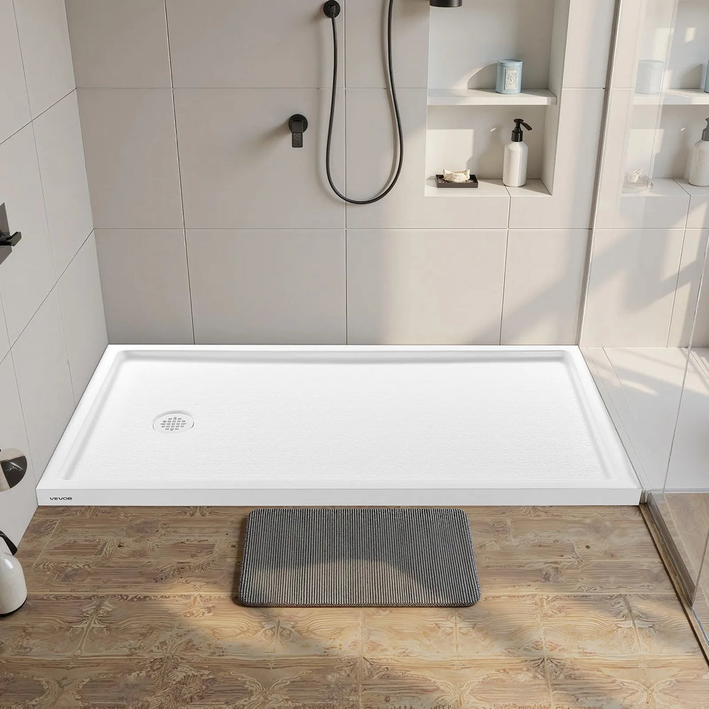 Vevor Shower Pan 60 x 32 in. Single Threshold Acrylic Slip-Resistant with Left Drain Kit New