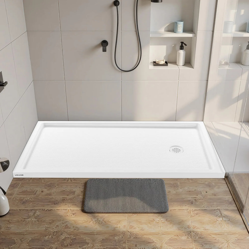 Vevor Shower Pan 60 x 32 in. Single Threshold Acrylic Slip-Resistant with Right Drain Kit New