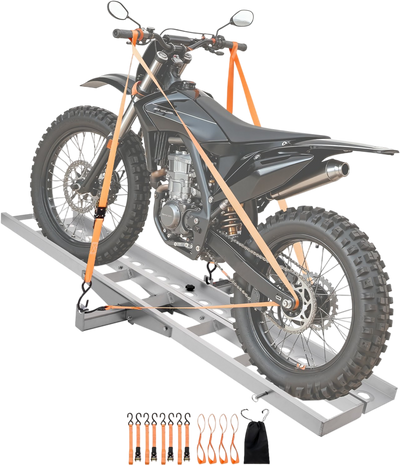 Vevor Motorcycle Carrier Hitch Mount Rack with 73 in. Loading Ramp 400 lb. Capacity New