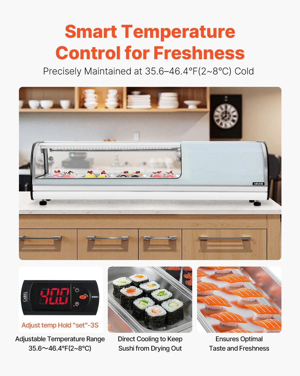 Vevor Display Case Refrigerator 4-Pan 1.5 Cu. Ft with LED Lighting Temp Control New