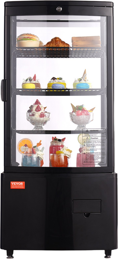 Vevor Refrigerated Display Case 3-Tier with LED Lighting 3 Cu.Ft./85L Capacity New