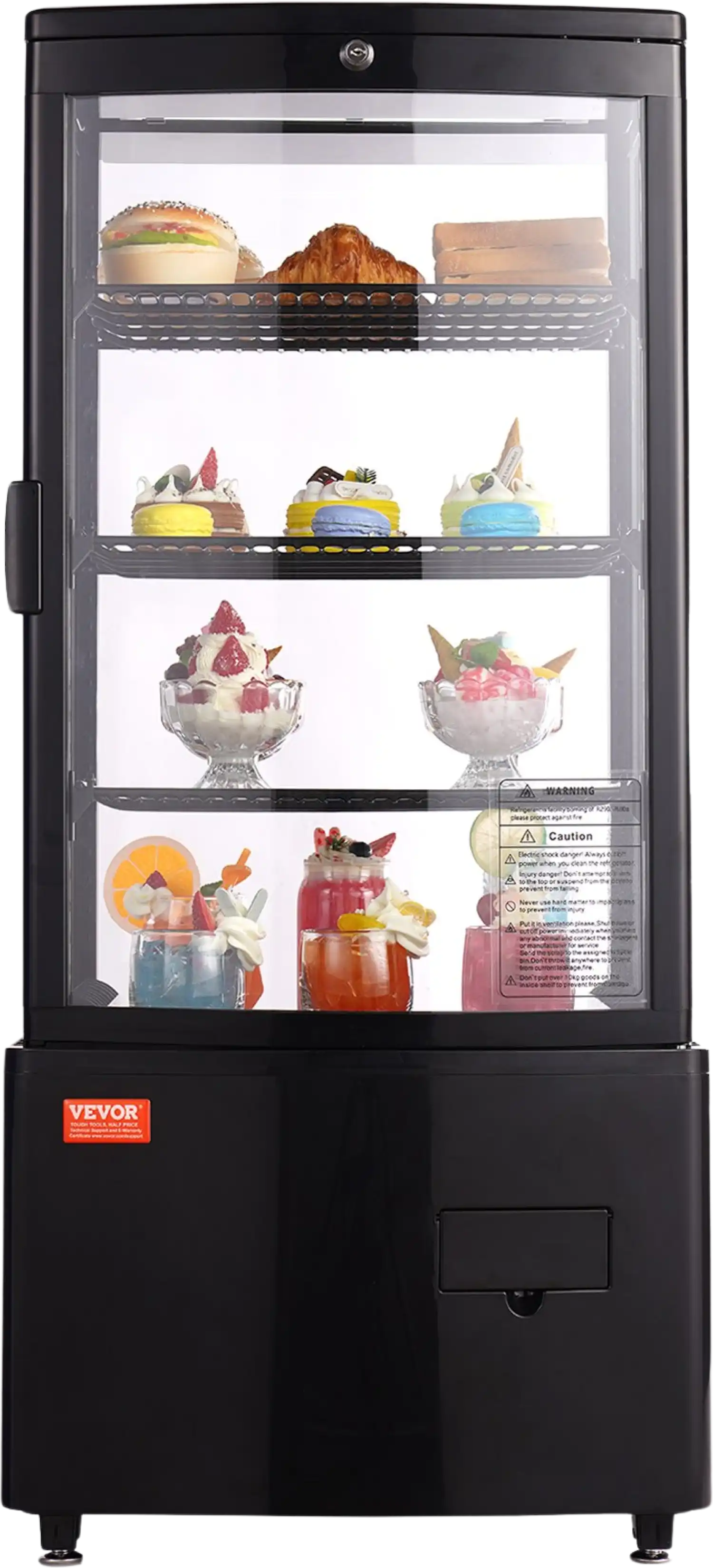 Vevor Refrigerated Display Case 3-Tier with LED Lighting 3 Cu.Ft./85L Capacity New