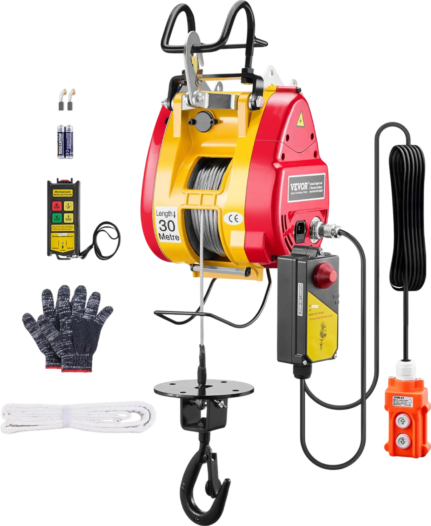 Vevor Electric Hoist Winch 1100 Lbs Capacity Wired/Wireless Remote Control New