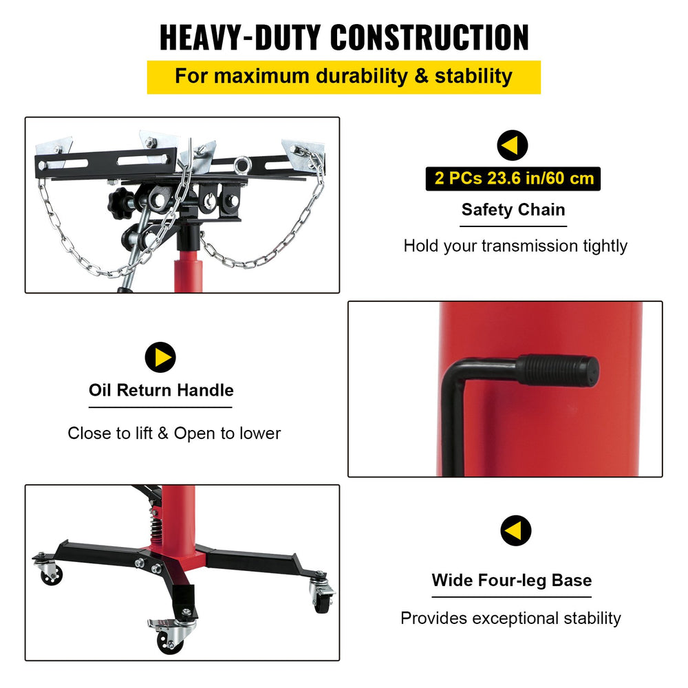 Vevor Transmission Jack 1/2 Ton Capacity Hydraulic Telescopic 2-Stage Jack Stand New