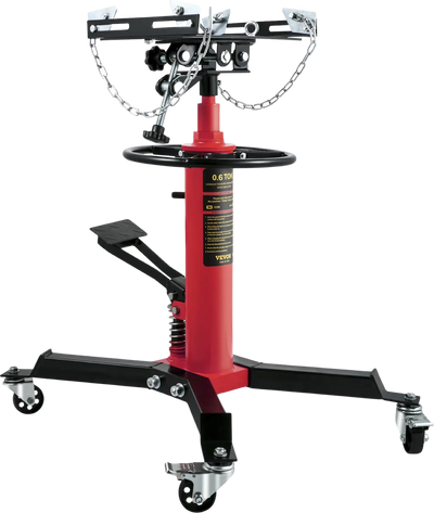 pedal jack VEVOR 0.75 Ton Hydraulic Transmission Jack 2-Stage Telescopic Floor Jack with Foot Pedal 360° Swivel Wheels Red