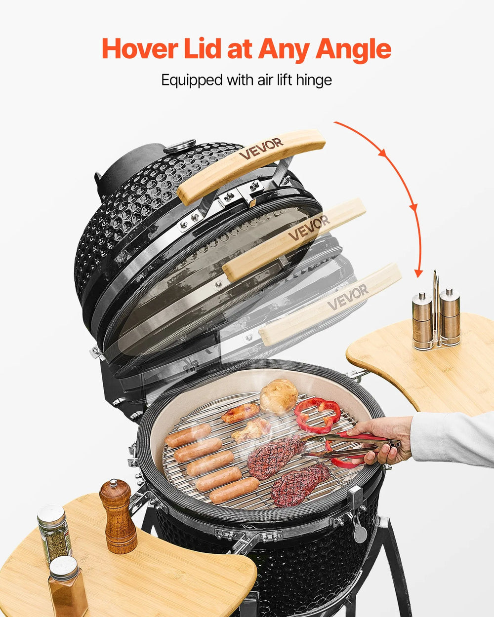 Vevor Charcoal Smoker and Grill 18" Kamado Ceramic with Built-in Thermometer New