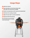 Vevor Charcoal Smoker and Grill 18" Kamado Ceramic with Built-in Thermometer New