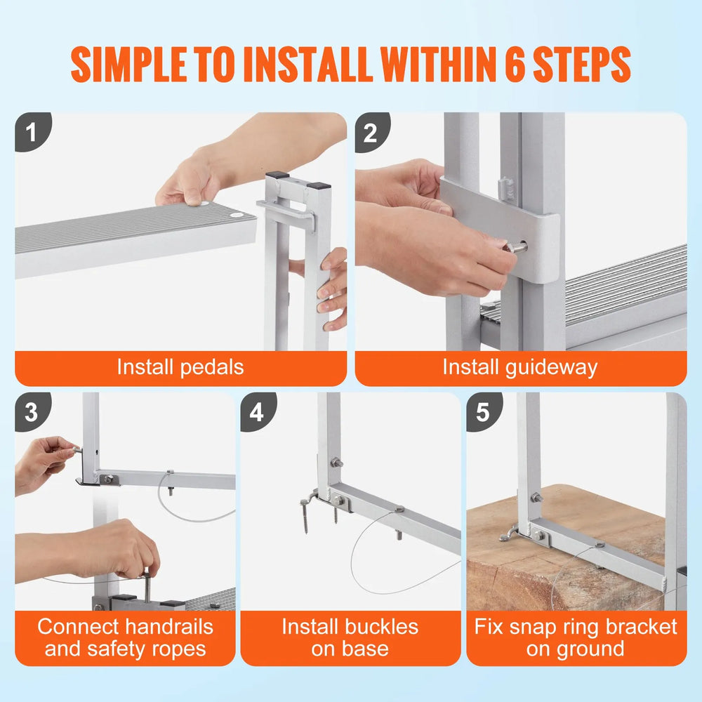 Vevor Dock Ladder 5 Steps 66.9-78.9 in. Retractable Aluminum Alloy 350 lb. Capacity New