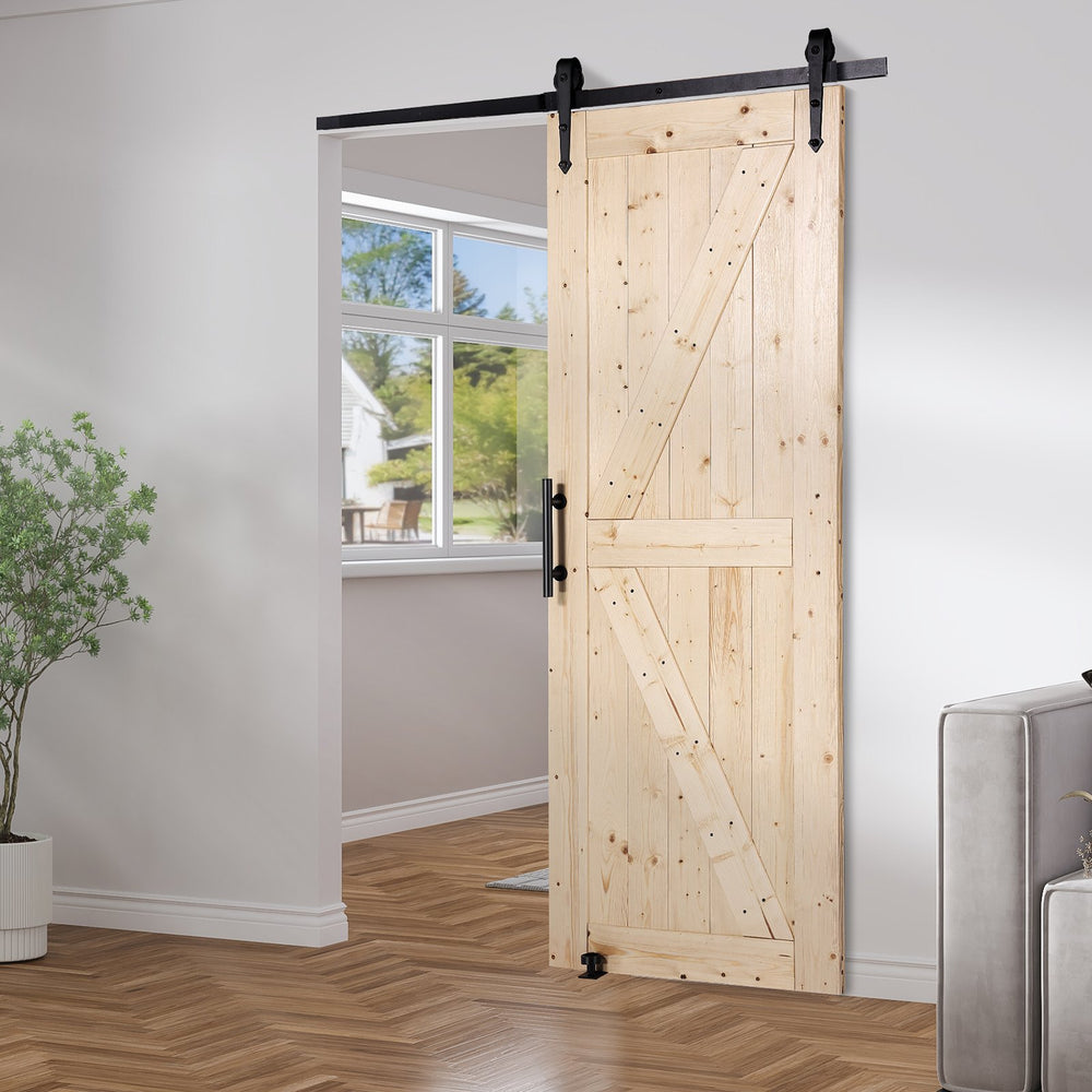 Vevor Barn Door and Hardware Kit 30" x 84" Smooth and Quiet Wood Sliding Door Kit New