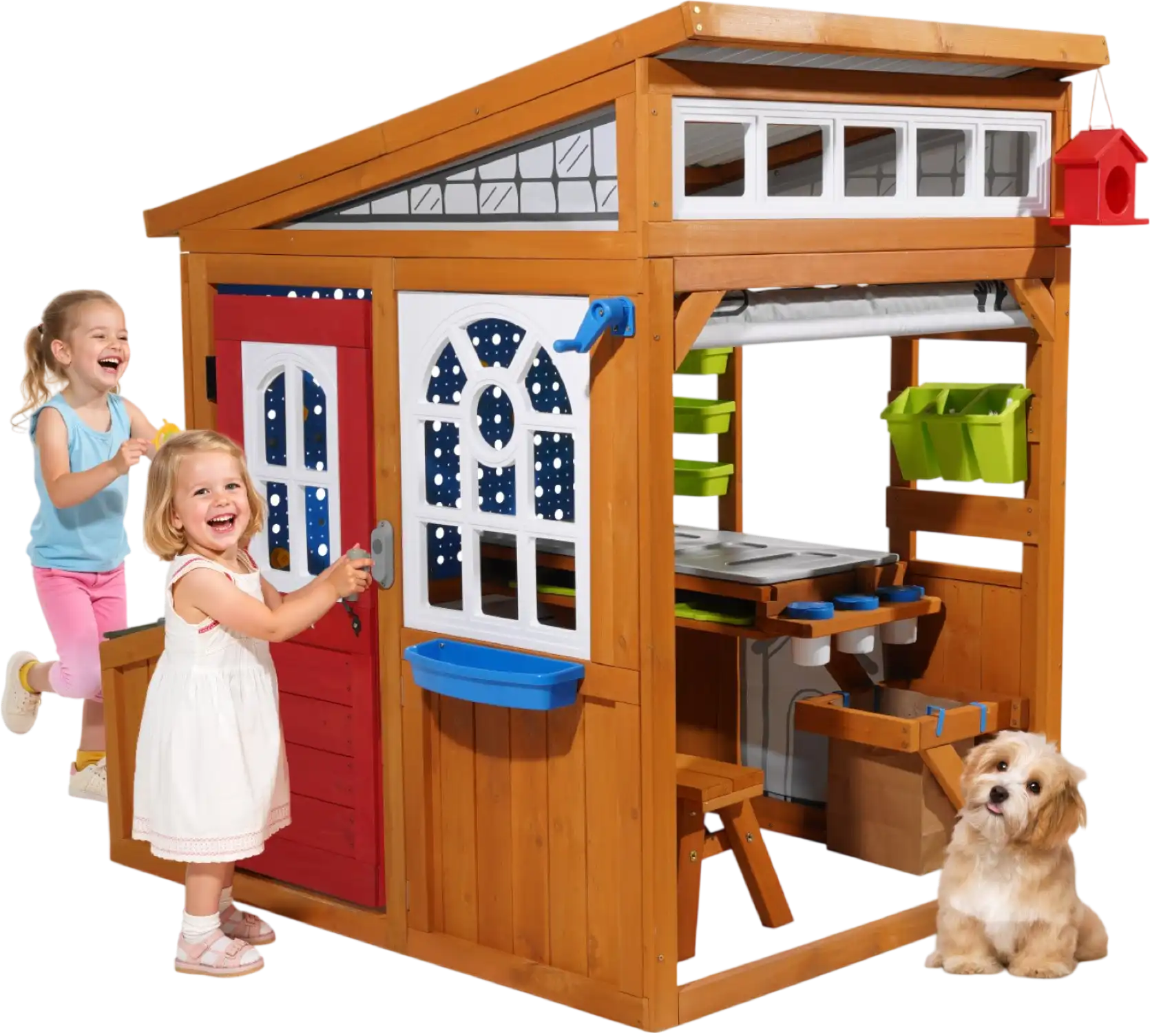 Vevor Outdoor Playhouse Cedar Wood with Doorbell 60 x 40 x 58 in. New