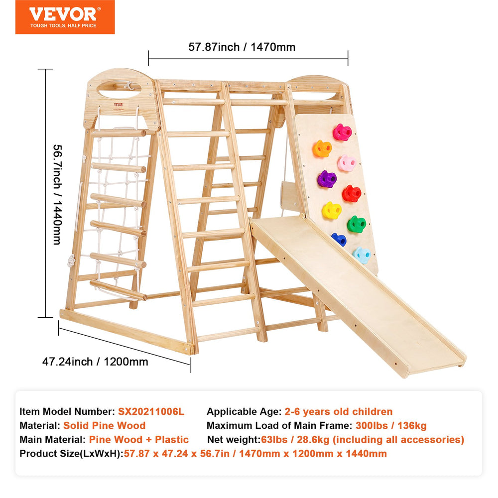 Vevor Indoor Jungle Gym 7-in-1 Toddler Playground 47.2" x 58" x 56" New