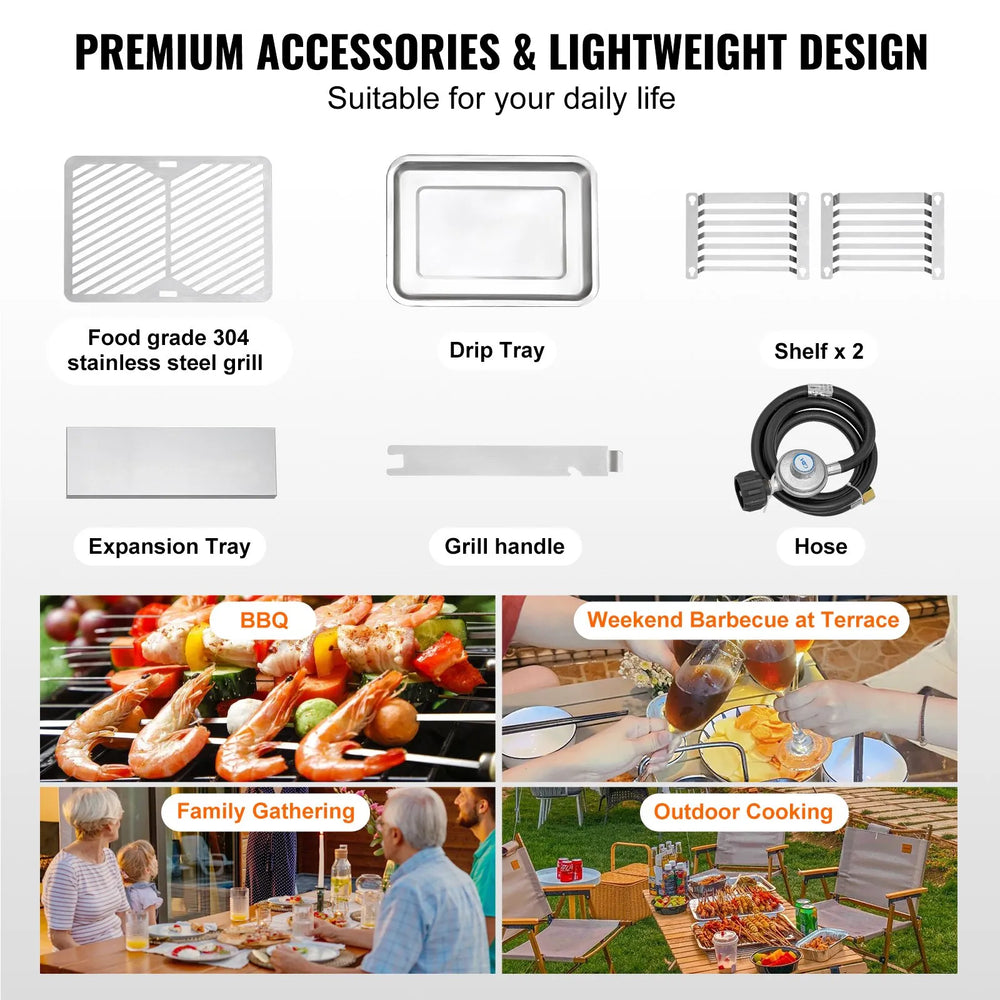 Vevor Propane Grill 1500°F Infrared Broiler with 6-Tier Rack Stainless Steel New