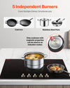 Vevor Electric Induction Cooktop 5-Burner 9200W Multizone with 12 Heat Levels New