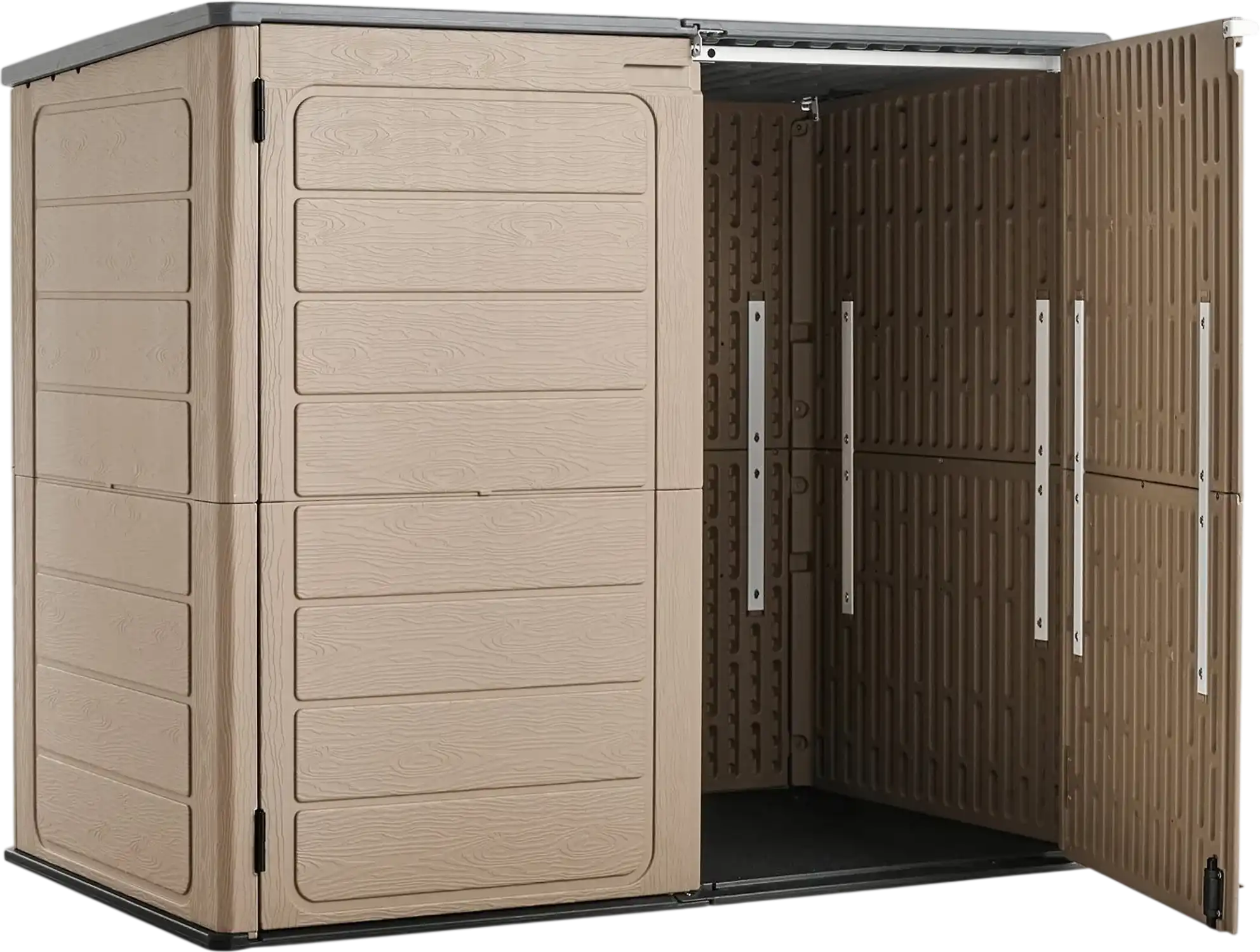 Vevor Outdoor Storage Shed 48 Cu Ft Horizontal Resin Cabinet Brown New