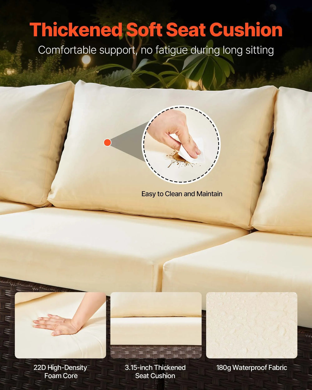 Vevor Patio Furniture Set with Fire Pit Table 6-Piece Wicker Rattan New