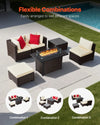 Vevor Patio Furniture Set with Fire Pit Table 6-Piece Wicker Rattan New