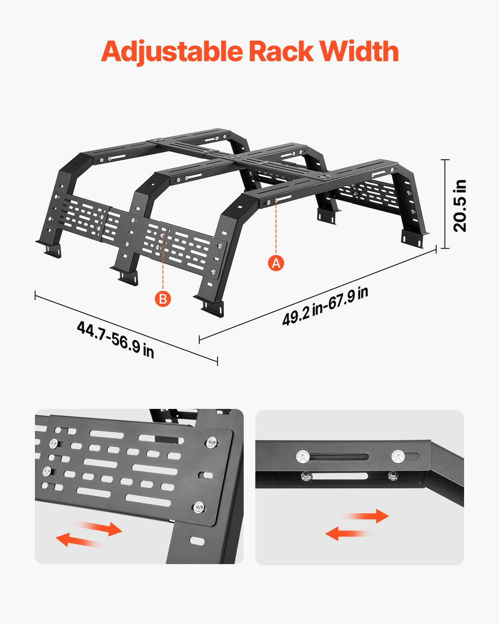 Vevor Overland Truck Bed Rack 900 Lbs Capacity for Mid-Size Pickups New