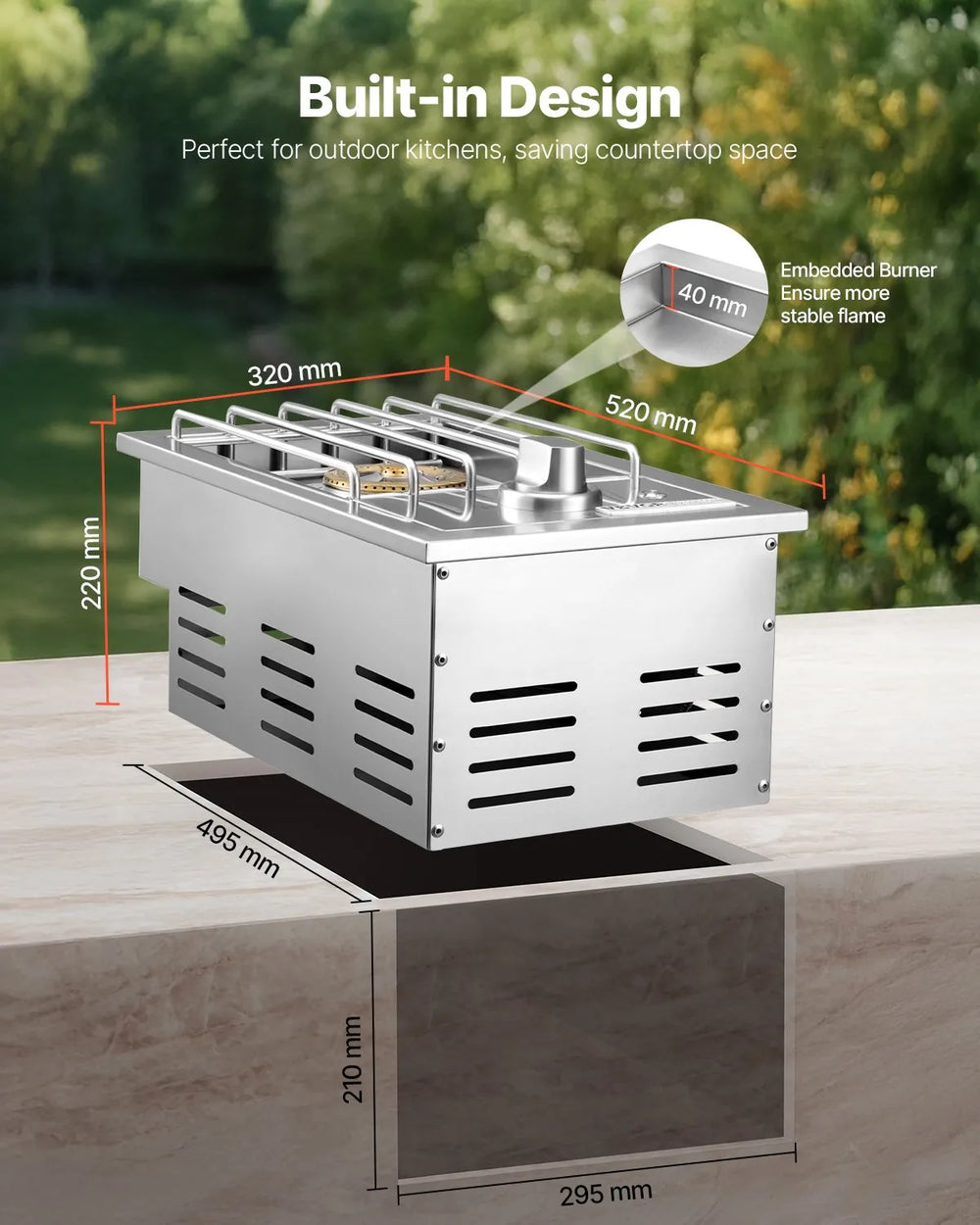 Vevor Side Burner Single for Outdoor Grill 17,000 BTU Propane and Natural Gas New